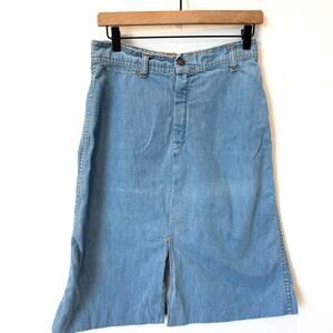 Vintage Plush Bottoms Light Wash Denim Midi Skirt Size Jr 13-Western